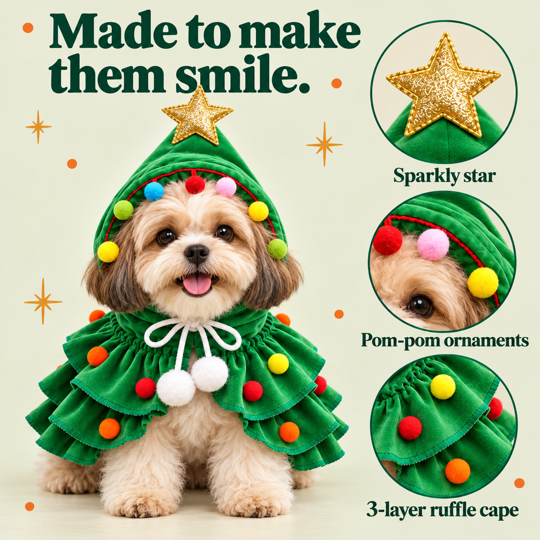 Christmas Tree Cape Costume for Dogs