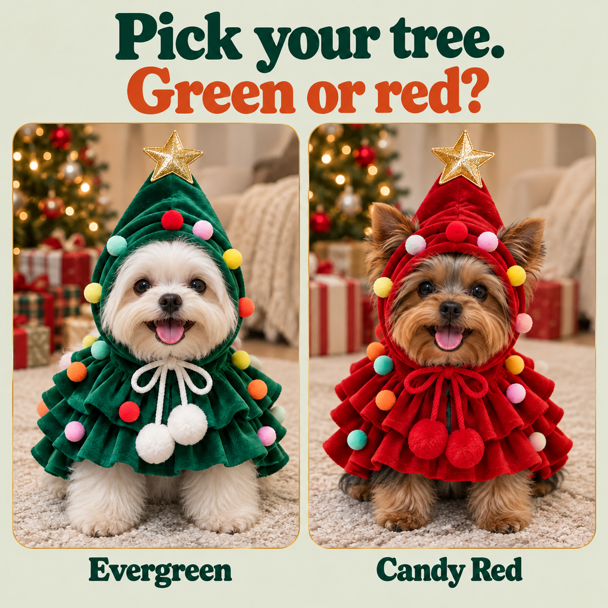 Christmas Tree Cape Costume for Dogs